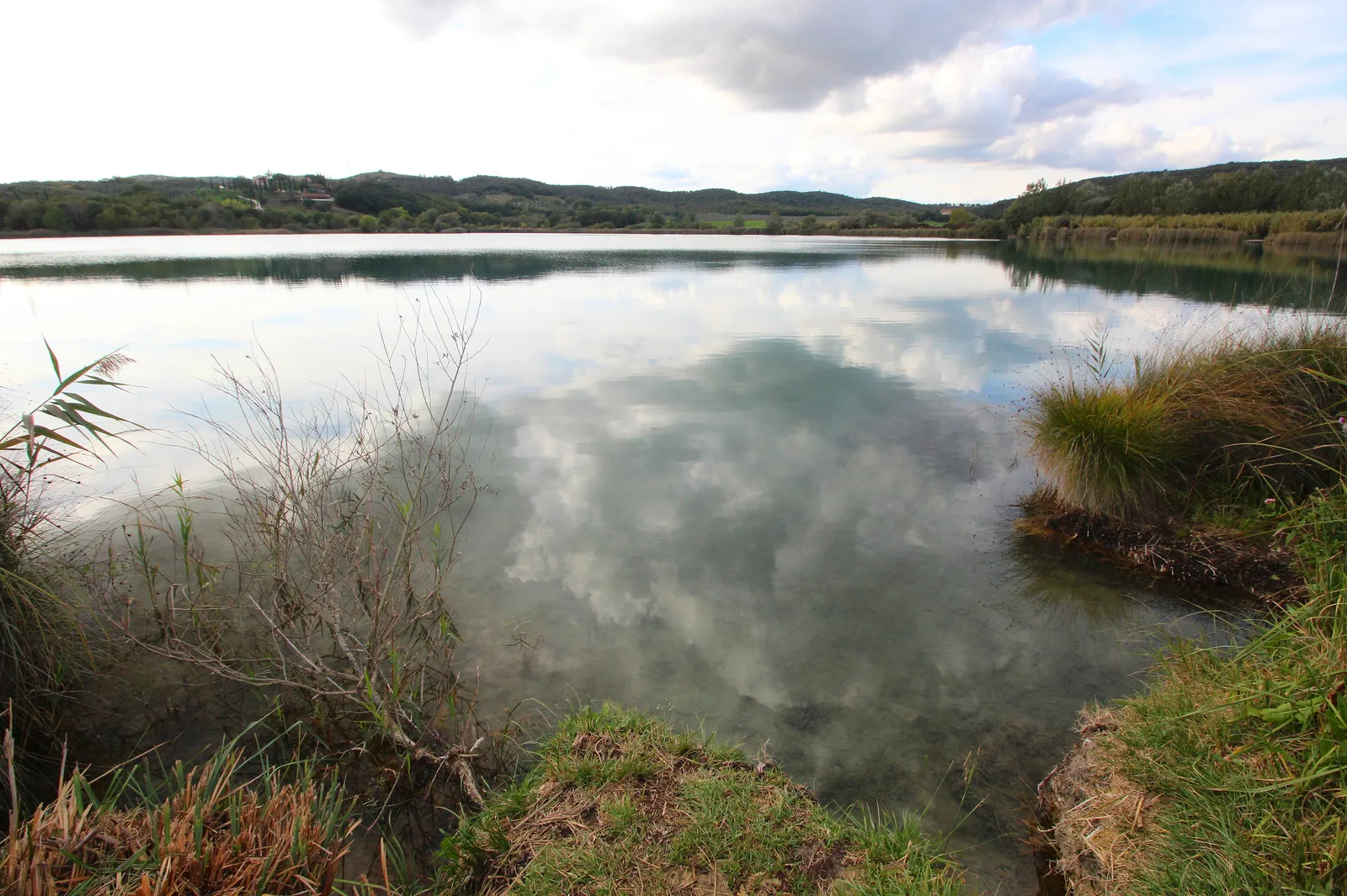 Il Lago dell’Accesa vicino a Massa Marittima, circondato da boschi e canneti